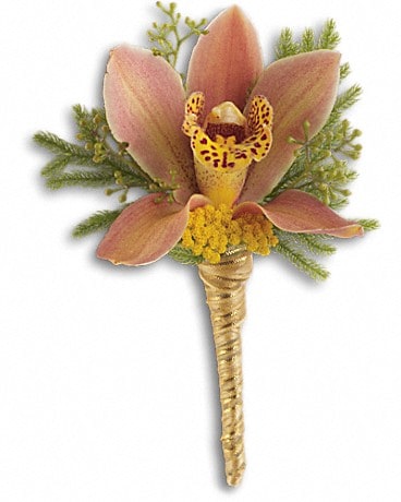 Sunset Orchid Boutonniere Boutonniere
